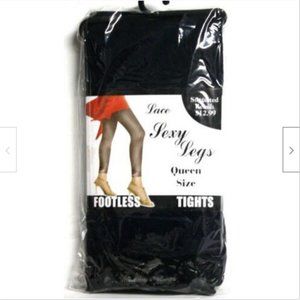 Eros Womens Navy Tights Black Lace Trim Footless